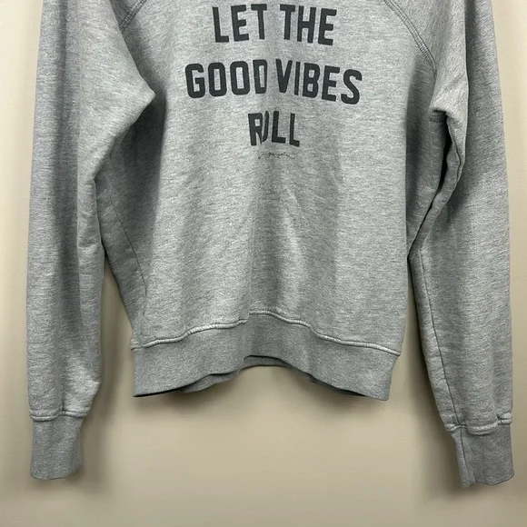 SPIRITUAL GANGSTER XS “let the good vibes roll” grey pull over sweatshirt - Picture 3 of 7